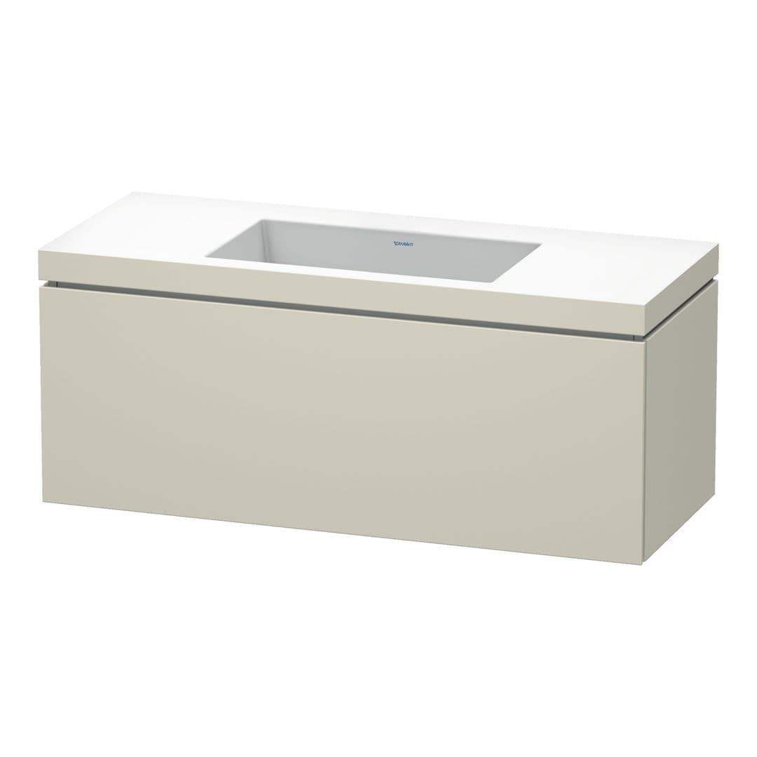 Duravit L-Cube – Έπιπλο Νιπτήρα – 1200 mm, με νιπτήρα, 1 συρτάρι, νιπτήρας κέντρο, έκδοση N – Taupe Super Matt, Decor (LC6919N8383)