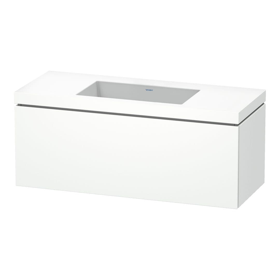 Duravit L-Cube – Έπιπλο Νιπτήρα – 1200 mm, με νιπτήρα, 1 συρτάρι, νιπτήρας κέντρο, έκδοση N – White Super Matt, Decor (LC6919N8484)