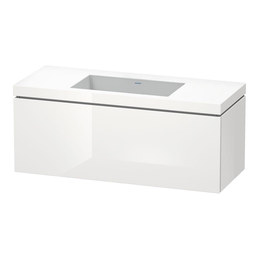 Duravit L-Cube – Έπιπλο Νιπτήρα – 1200 mm, με νιπτήρα, 1 συρτάρι, νιπτήρας κέντρο, έκδοση N – White High Gloss, Lacquer (LC6919N8585)
