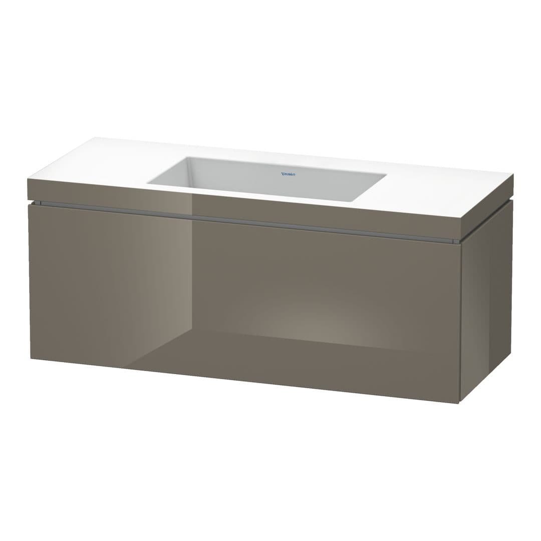 Duravit L-Cube – Έπιπλο Νιπτήρα – 1200 mm, με νιπτήρα, 1 συρτάρι, νιπτήρας κέντρο, έκδοση N – Flannel Grey High Gloss, Lacquer (LC6919N8989)