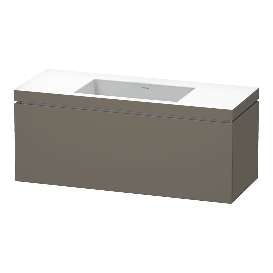 Duravit L-Cube – Έπιπλο Νιπτήρα – 1200 mm, με νιπτήρα, 1 συρτάρι, νιπτήρας κέντρο, έκδοση N – Flannel Grey Satin Matt, Lacquer (LC6919N9090)