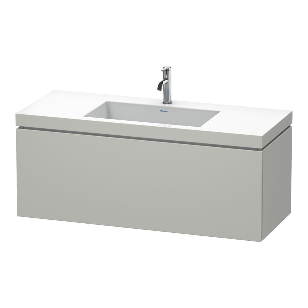 Duravit L-Cube – Έπιπλο Νιπτήρα – 1200 mm, με νιπτήρα, 1 συρτάρι, νιπτήρας κέντρο, έκδοση O – Concrete grey Matt, Decor (LC6919O0707)