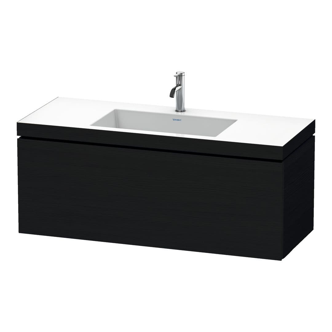 Duravit L-Cube – Έπιπλο Νιπτήρα – 1200 mm, με νιπτήρα, 1 συρτάρι, νιπτήρας κέντρο, έκδοση O – Black oak Matt, Decor (LC6919O1616)
