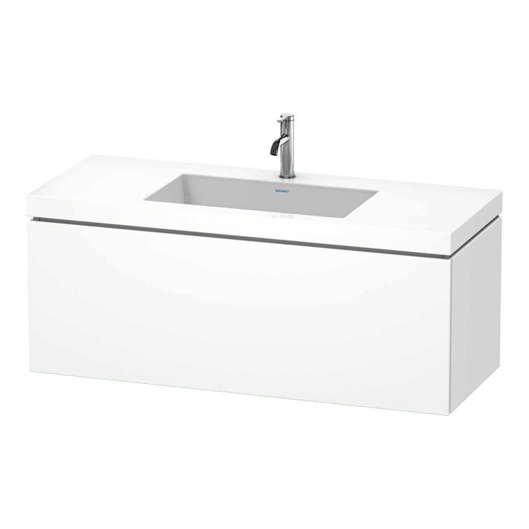 Duravit L-Cube – Έπιπλο Νιπτήρα – 1200 mm, με νιπτήρα, 1 συρτάρι, νιπτήρας κέντρο, έκδοση O – White Matt, Decor (LC6919O1818)