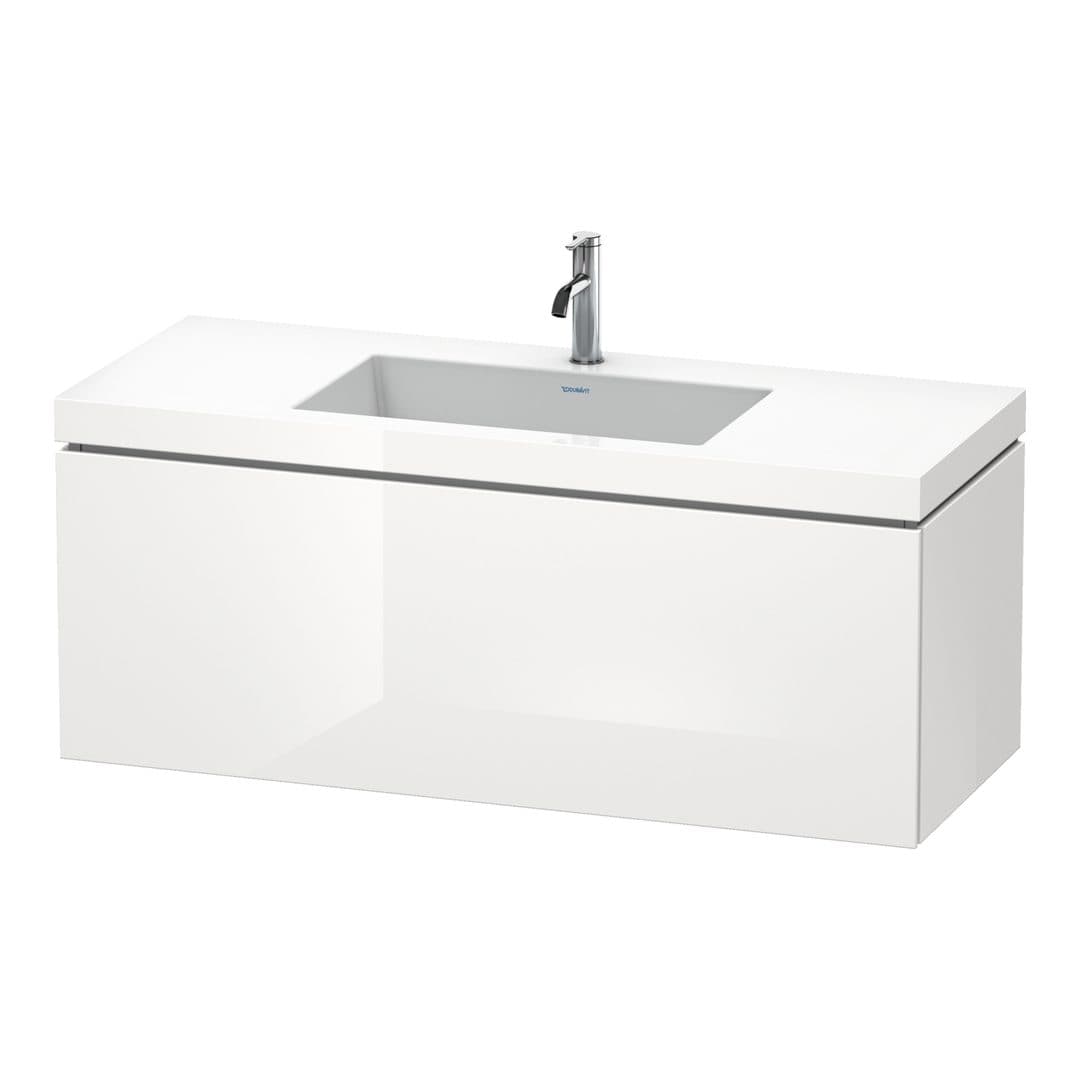 Duravit L-Cube – Έπιπλο Νιπτήρα – 1200 mm, με νιπτήρα, 1 συρτάρι, νιπτήρας κέντρο, έκδοση O – White High Gloss, Decor (LC6919O2222)