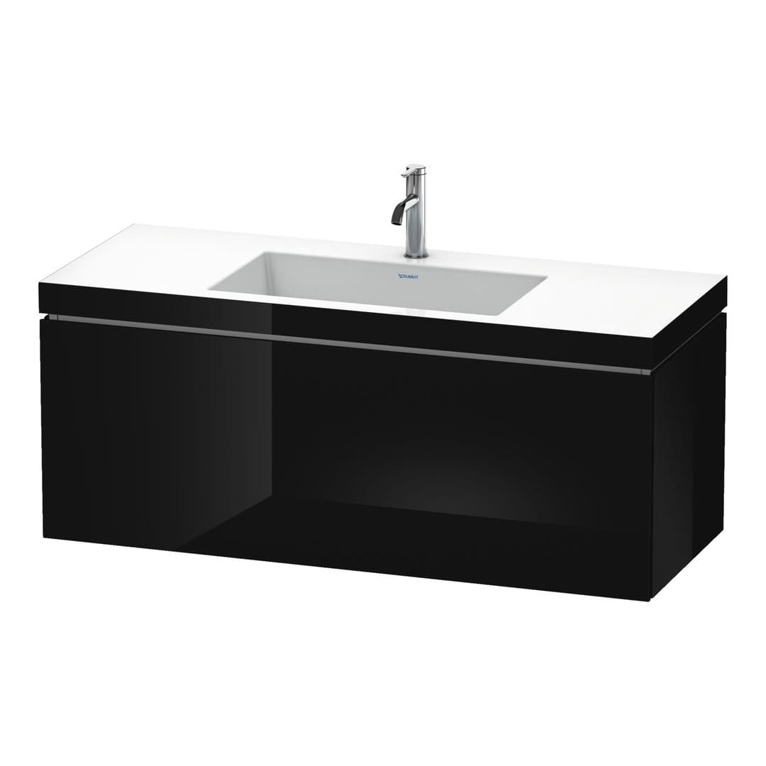 Duravit L-Cube – Έπιπλο Νιπτήρα – 1200 mm, με νιπτήρα, 1 συρτάρι, νιπτήρας κέντρο, έκδοση O – Black High Gloss, Lacquer (LC6919O4040)