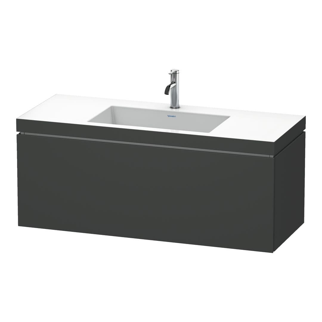 Duravit L-Cube – Έπιπλο Νιπτήρα – 1200 mm, με νιπτήρα, 1 συρτάρι, νιπτήρας κέντρο, έκδοση O – Graphite Matt, Decor (LC6919O4949)