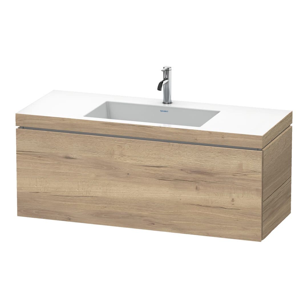 Duravit L-Cube – Έπιπλο Νιπτήρα – 1200 mm, με νιπτήρα, 1 συρτάρι, νιπτήρας κέντρο, έκδοση O – Marbled Oak Matt, Decor (LC6919O5555)