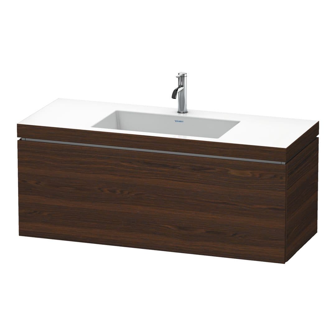Duravit L-Cube – Έπιπλο Νιπτήρα – 1200 mm, με νιπτήρα, 1 συρτάρι, νιπτήρας κέντρο, έκδοση O – Brushed walnut Matt, Real wood veneer (LC6919O6969)