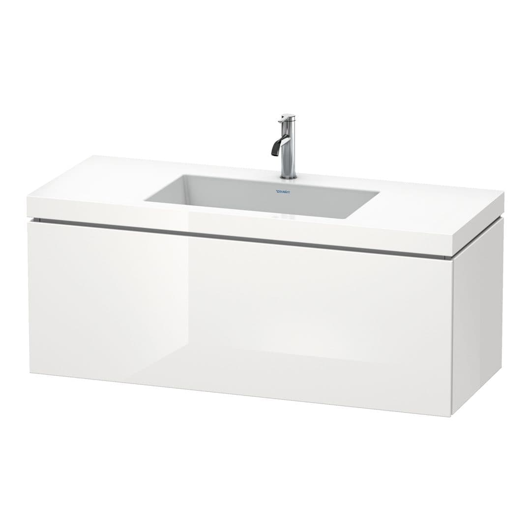 Duravit L-Cube – Έπιπλο Νιπτήρα – 1200 mm, με νιπτήρα, 1 συρτάρι, νιπτήρας κέντρο, έκδοση O – White High Gloss, Lacquer (LC6919O8585)