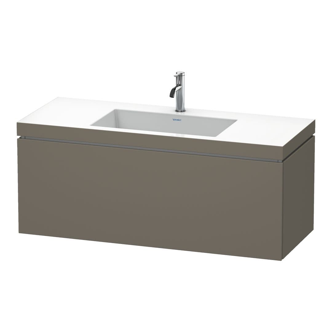 Duravit L-Cube – Έπιπλο Νιπτήρα – 1200 mm, με νιπτήρα, 1 συρτάρι, νιπτήρας κέντρο, έκδοση O – Flannel Grey Satin Matt, Lacquer (LC6919O9090)