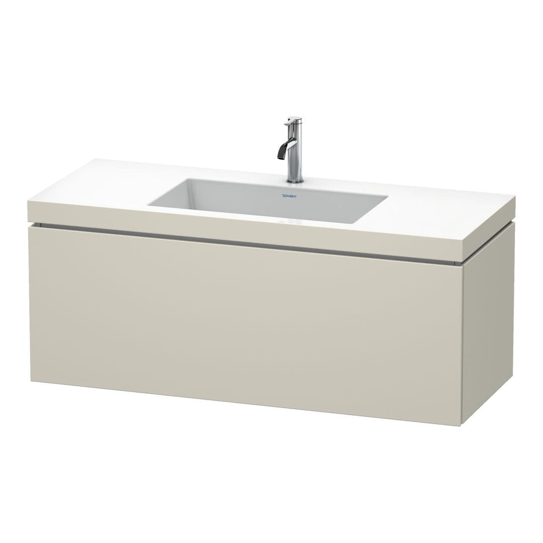 Duravit L-Cube – Έπιπλο Νιπτήρα – 1200 mm, με νιπτήρα, 1 συρτάρι, νιπτήρας κέντρο, έκδοση O – Taupe Matt, Decor (LC6919O9191)