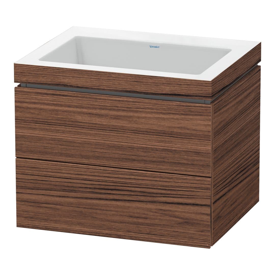 Duravit L-Cube – Έπιπλο Νιπτήρα – 600 mm, με νιπτήρα, 2 συρτάρια, νιπτήρας κέντρο, 600 x 480 x 500 mm, έκδοση N – Walnut dark Matt, Decor (LC6926N2121)