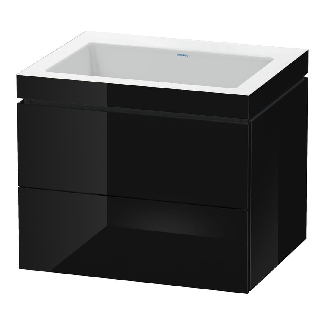 Duravit L-Cube – Έπιπλο Νιπτήρα – 600 mm, με νιπτήρα, 2 συρτάρια, νιπτήρας κέντρο, 600 x 480 x 500 mm, έκδοση N – Black High Gloss, Lacquer (LC6926N4040)