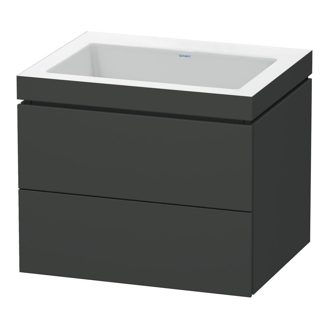 Duravit L-Cube – Έπιπλο Νιπτήρα – 600 mm, με νιπτήρα, 2 συρτάρια, νιπτήρας κέντρο, 600 x 480 x 500 mm, έκδοση N – Graphite Matt, Decor (LC6926N4949)