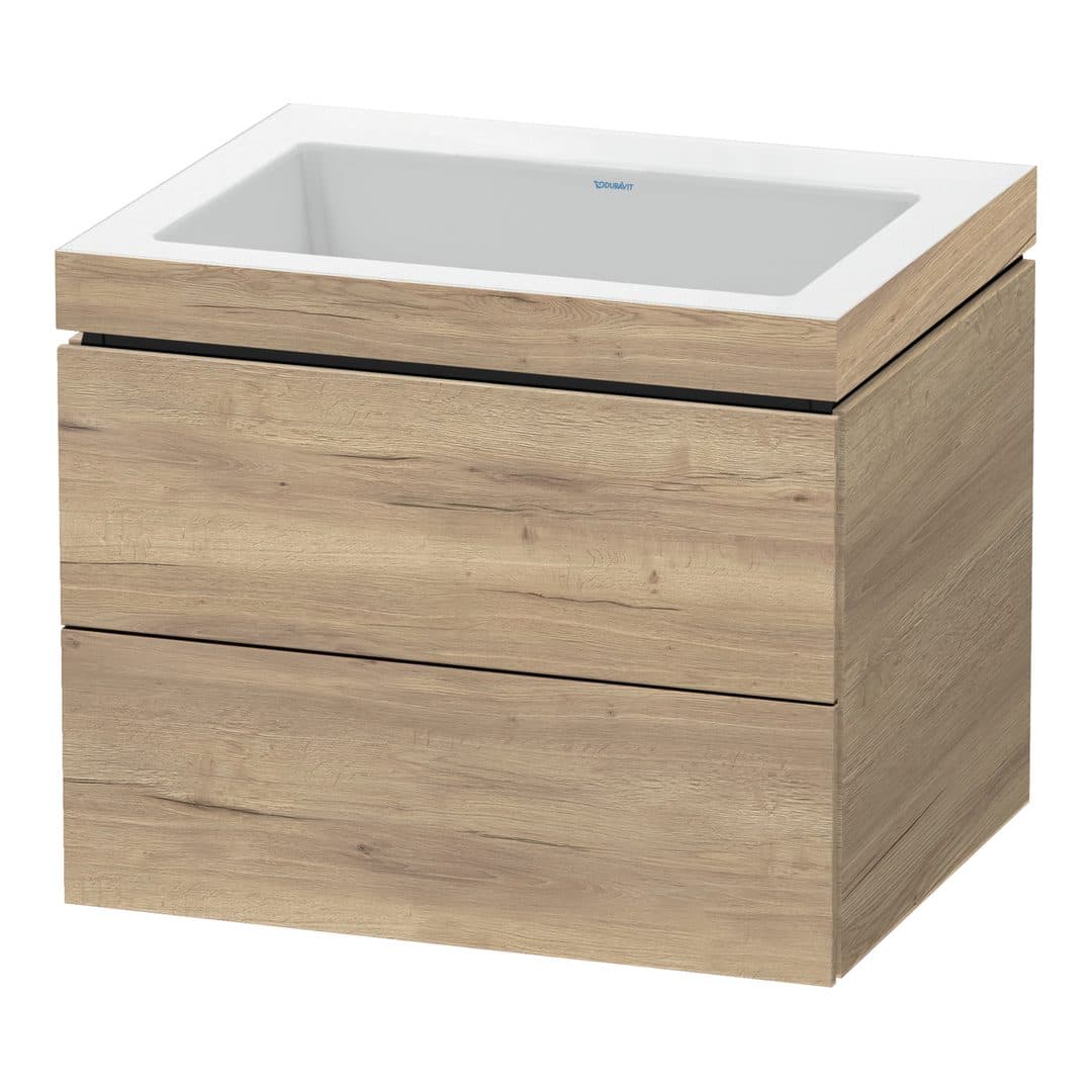 Duravit L-Cube – Έπιπλο Νιπτήρα – 600 mm, με νιπτήρα, 2 συρτάρια, νιπτήρας κέντρο, 600 x 480 x 500 mm, έκδοση N – Marbled Oak Matt, Decor (LC6926N5555)