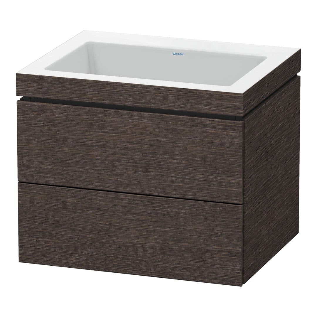 Duravit L-Cube – Έπιπλο Νιπτήρα – 600 mm, με νιπτήρα, 2 συρτάρια, νιπτήρας κέντρο, 600 x 480 x 500 mm, έκδοση N – Brushed dark oak Matt, Real wood veneer (LC6926N7272)