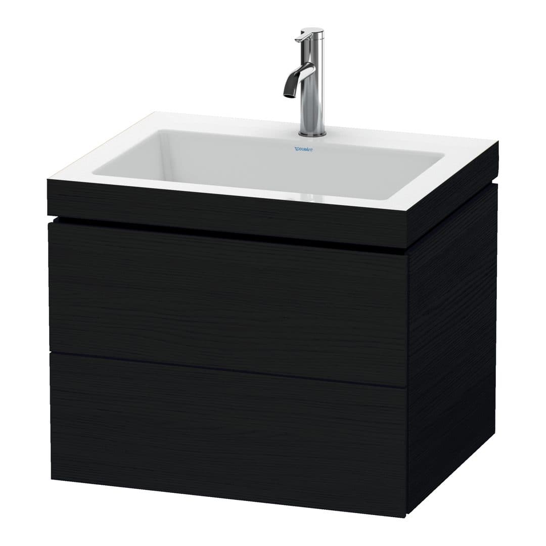 Duravit L-Cube – Έπιπλο Νιπτήρα – 600 mm, με νιπτήρα, 2 συρτάρια, νιπτήρας κέντρο, 600 x 480 x 500 mm, έκδοση O – Black oak Matt, Decor (LC6926O1616)
