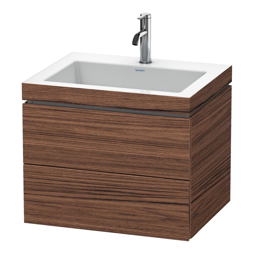 Duravit L-Cube – Έπιπλο Νιπτήρα – 600 mm, με νιπτήρα, 2 συρτάρια, νιπτήρας κέντρο, 600 x 480 x 500 mm, έκδοση O – Walnut dark Matt, Decor (LC6926O2121)