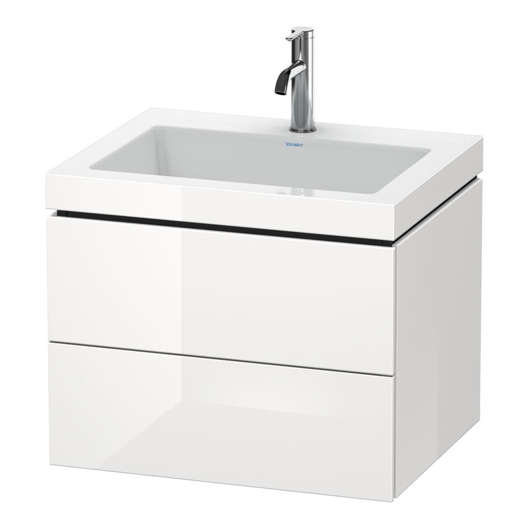 Duravit L-Cube – Έπιπλο Νιπτήρα – 600 mm, με νιπτήρα, 2 συρτάρια, νιπτήρας κέντρο, 600 x 480 x 500 mm, έκδοση O – White High Gloss, Decor (LC6926O2222)