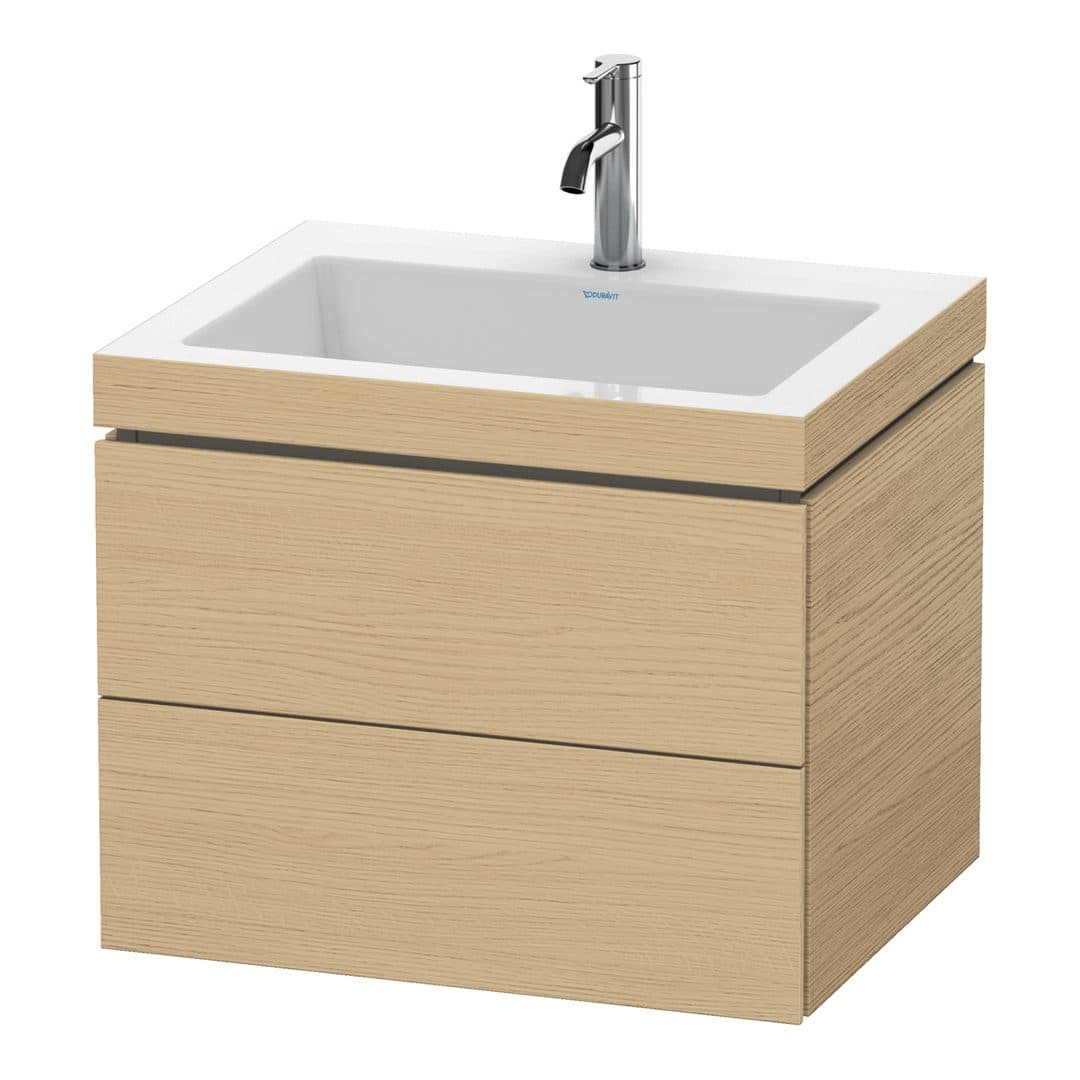 Duravit L-Cube – Έπιπλο Νιπτήρα – 600 mm, με νιπτήρα, 2 συρτάρια, νιπτήρας κέντρο, 600 x 480 x 500 mm, έκδοση O – Natural oak, Decor (LC6926O3030)