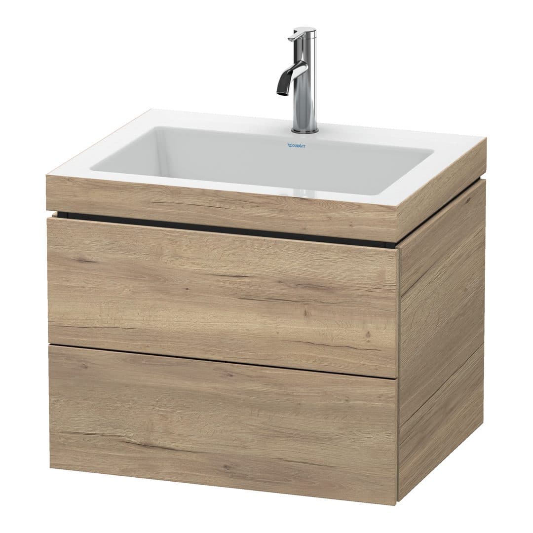 Duravit L-Cube – Έπιπλο Νιπτήρα – 600 mm, με νιπτήρα, 2 συρτάρια, νιπτήρας κέντρο, 600 x 480 x 500 mm, έκδοση O – Marbled Oak Matt, Decor (LC6926O5555)