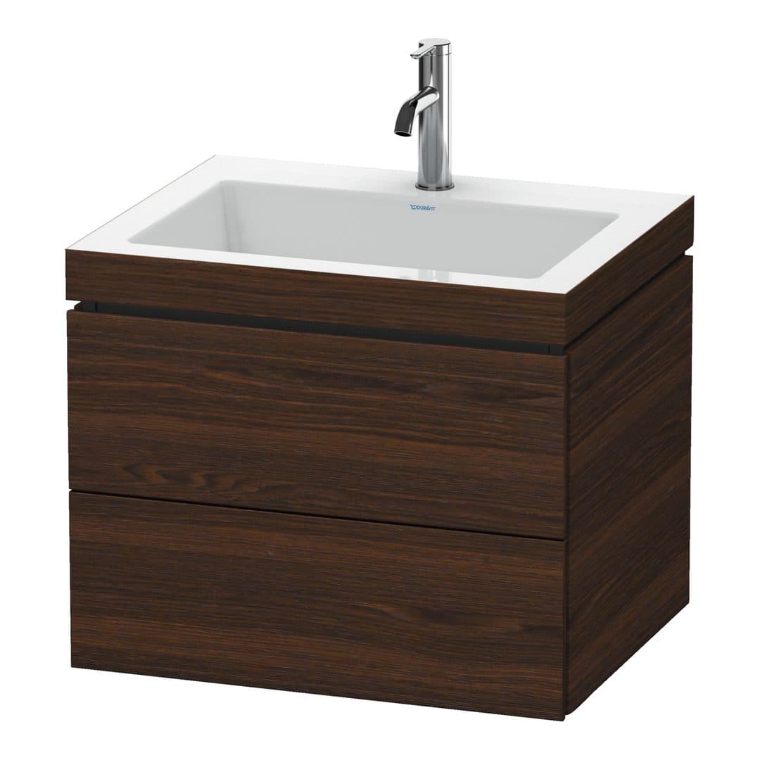 Duravit L-Cube – Έπιπλο Νιπτήρα – 600 mm, με νιπτήρα, 2 συρτάρια, νιπτήρας κέντρο, 600 x 480 x 500 mm, έκδοση O – Brushed walnut Matt, Real wood veneer (LC6926O6969)