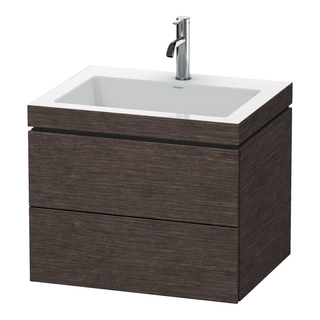 Duravit L-Cube – Έπιπλο Νιπτήρα – 600 mm, με νιπτήρα, 2 συρτάρια, νιπτήρας κέντρο, 600 x 480 x 500 mm, έκδοση O – Brushed dark oak Matt, Real wood veneer (LC6926O7272)