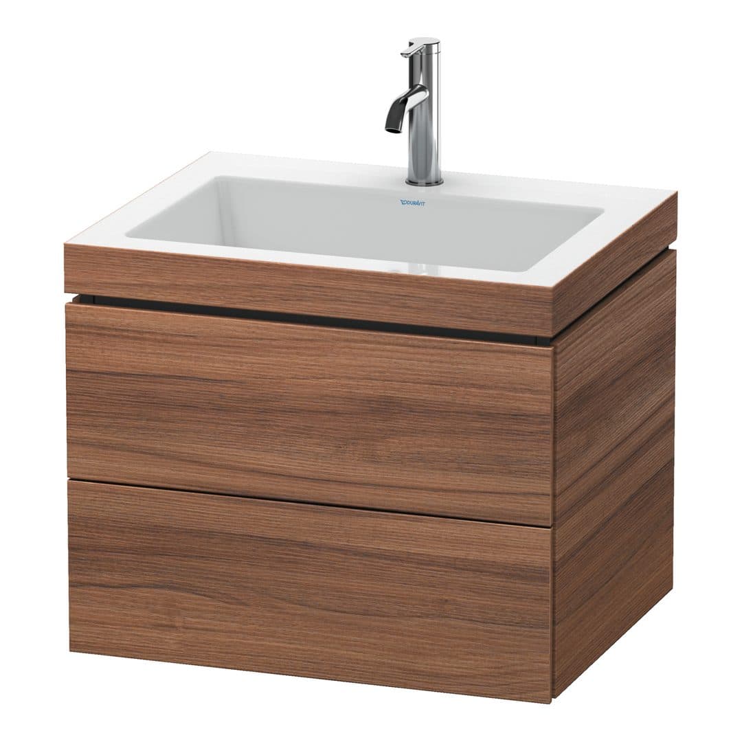 Duravit L-Cube – Έπιπλο Νιπτήρα – 600 mm, με νιπτήρα, 2 συρτάρια, νιπτήρας κέντρο, 600 x 480 x 500 mm, έκδοση O – Walnut Matt, Decor (LC6926O7979)