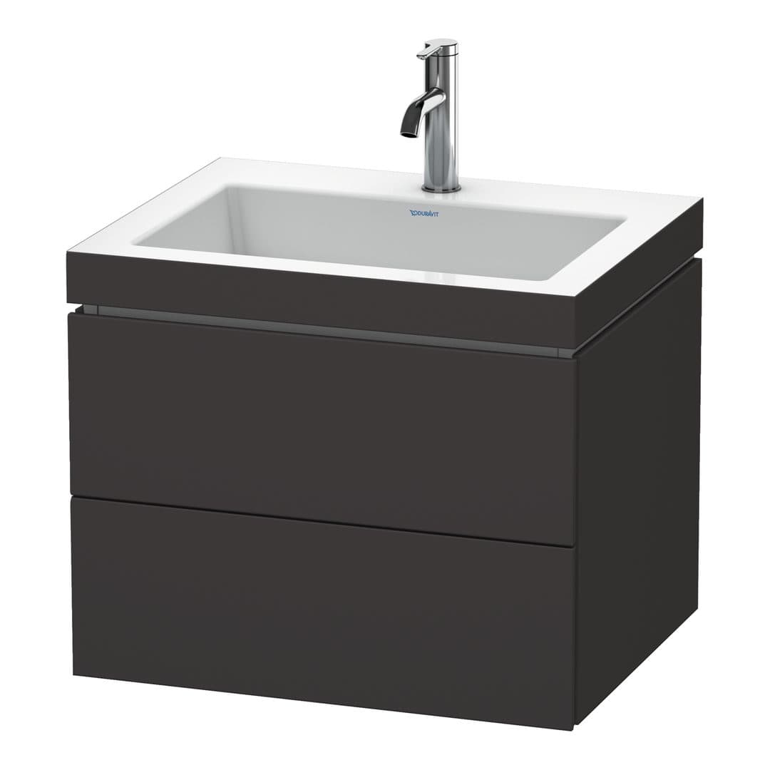 Duravit L-Cube – Έπιπλο Νιπτήρα – 600 mm, με νιπτήρα, 2 συρτάρια, νιπτήρας κέντρο, 600 x 480 x 500 mm, έκδοση O – Graphite Super Matt, Decor (LC6926O8080)
