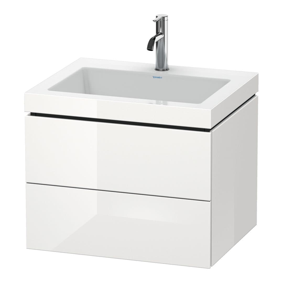 Duravit L-Cube – Έπιπλο Νιπτήρα – 600 mm, με νιπτήρα, 2 συρτάρια, νιπτήρας κέντρο, 600 x 480 x 500 mm, έκδοση O – White High Gloss, Lacquer (LC6926O8585)