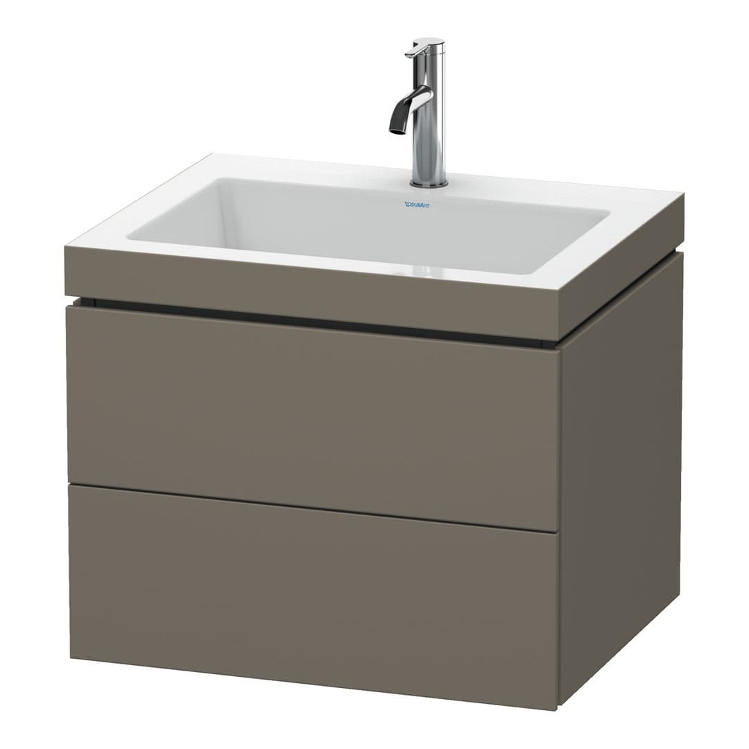 Duravit L-Cube – Έπιπλο Νιπτήρα – 600 mm, με νιπτήρα, 2 συρτάρια, νιπτήρας κέντρο, 600 x 480 x 500 mm, έκδοση O – Flannel Grey Satin Matt, Lacquer (LC6926O9090)