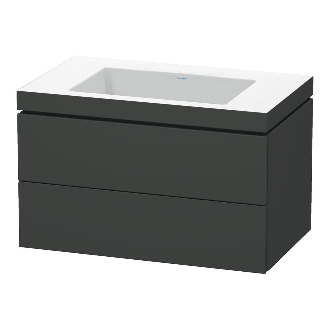 Duravit L-Cube – Έπιπλο Νιπτήρα – 800 mm, με νιπτήρα, 2 συρτάρια, νιπτήρας κέντρο, 800 x 480 x 500 mm, έκδοση N – Graphite Matt, Decor (LC6927N4949)