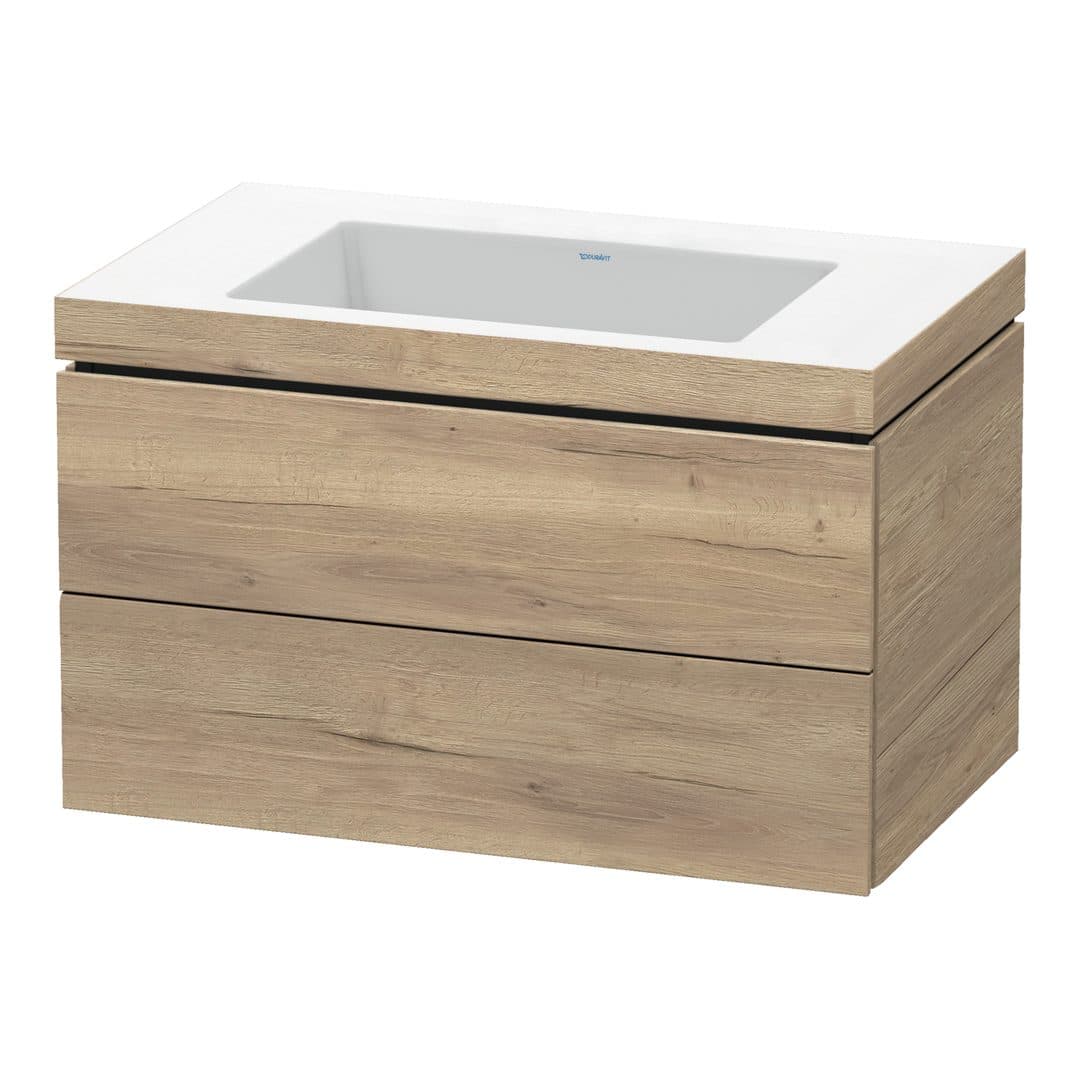 Duravit L-Cube – Έπιπλο Νιπτήρα – 800 mm, με νιπτήρα, 2 συρτάρια, νιπτήρας κέντρο, 800 x 480 x 500 mm, έκδοση N – Marbled Oak Matt, Decor (LC6927N5555)