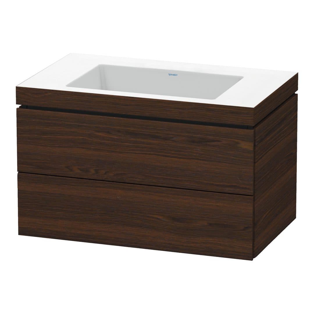 Duravit L-Cube – Έπιπλο Νιπτήρα – 800 mm, με νιπτήρα, 2 συρτάρια, νιπτήρας κέντρο, 800 x 480 x 500 mm, έκδοση N – Brushed walnut Matt, Real wood veneer (LC6927N6969)