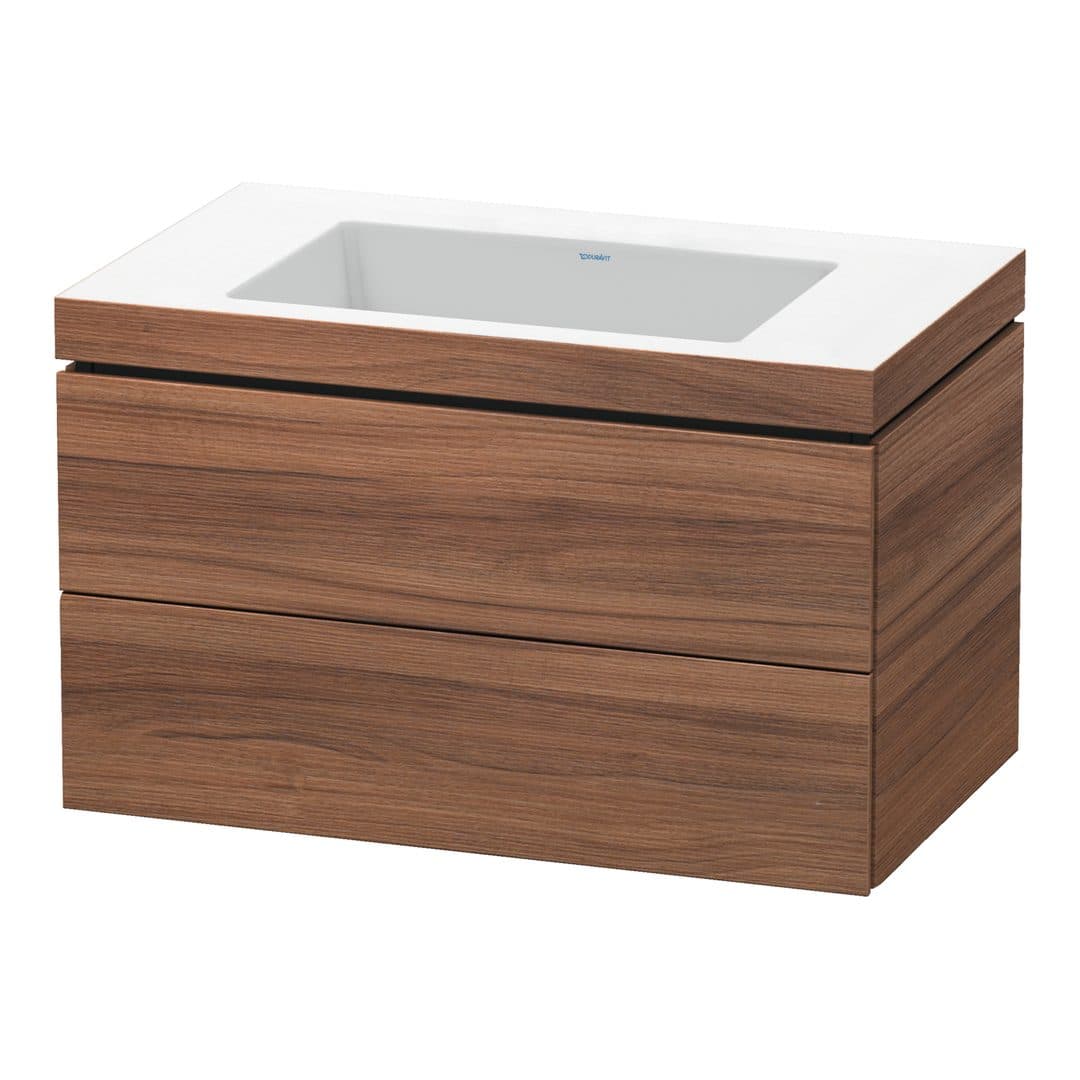 Duravit L-Cube – Έπιπλο Νιπτήρα – 800 mm, με νιπτήρα, 2 συρτάρια, νιπτήρας κέντρο, 800 x 480 x 500 mm, έκδοση N – Walnut Matt, Decor (LC6927N7979)