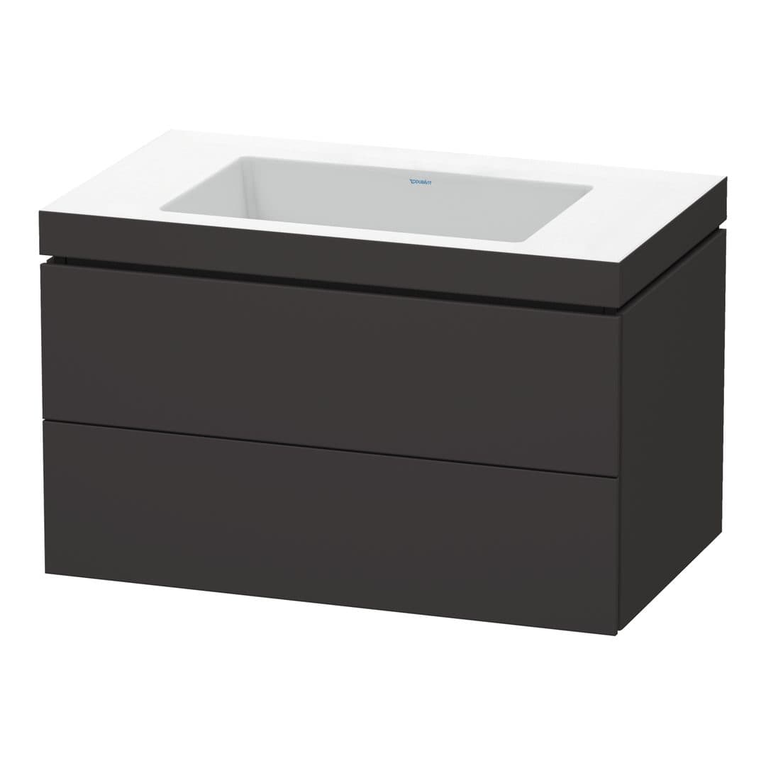 Duravit L-Cube – Έπιπλο Νιπτήρα – 800 mm, με νιπτήρα, 2 συρτάρια, νιπτήρας κέντρο, 800 x 480 x 500 mm, έκδοση N – Graphite Super Matt, Decor (LC6927N8080)