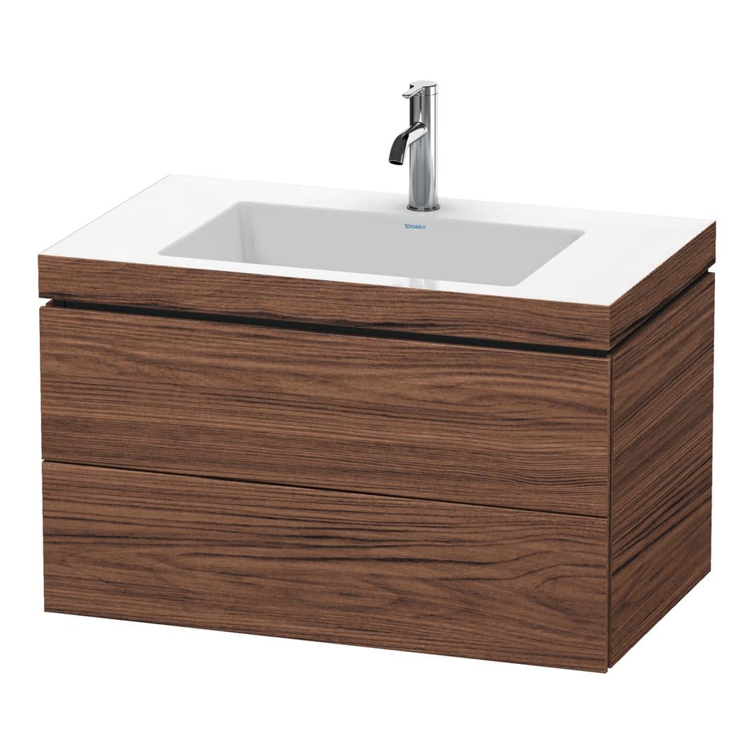 Duravit L-Cube – Έπιπλο Νιπτήρα – 800 mm, με νιπτήρα, 2 συρτάρια, νιπτήρας κέντρο, 800 x 480 x 500 mm, έκδοση O – Walnut dark Matt, Decor (LC6927O2121)