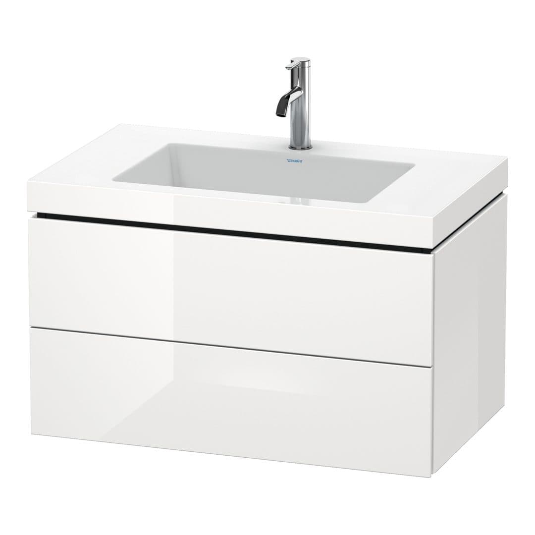 Duravit L-Cube – Έπιπλο Νιπτήρα – 800 mm, με νιπτήρα, 2 συρτάρια, νιπτήρας κέντρο, 800 x 480 x 500 mm, έκδοση O – White High Gloss, Decor (LC6927O2222)