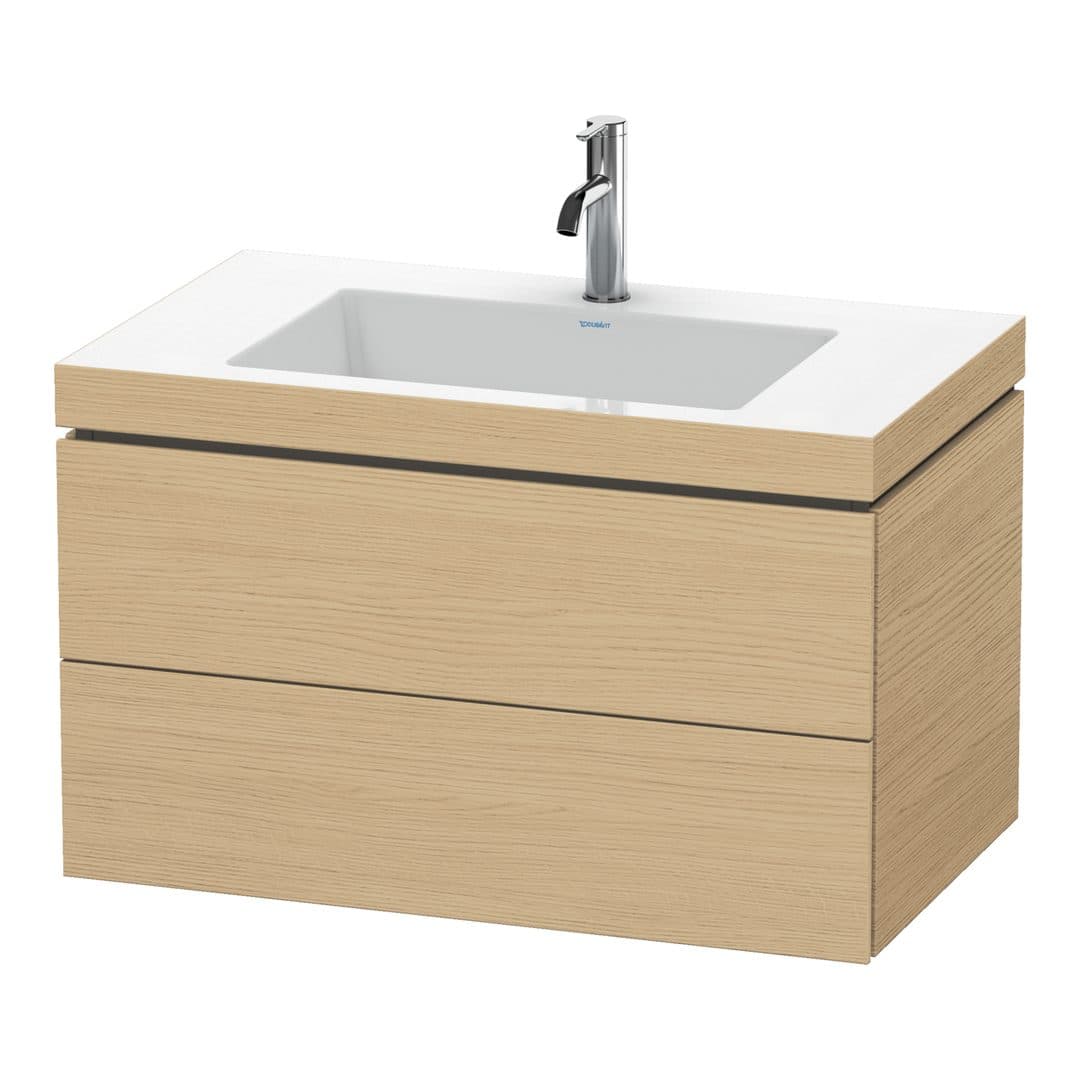 Duravit L-Cube – Έπιπλο Νιπτήρα – 800 mm, με νιπτήρα, 2 συρτάρια, νιπτήρας κέντρο, 800 x 480 x 500 mm, έκδοση O – Natural oak, Decor (LC6927O3030)