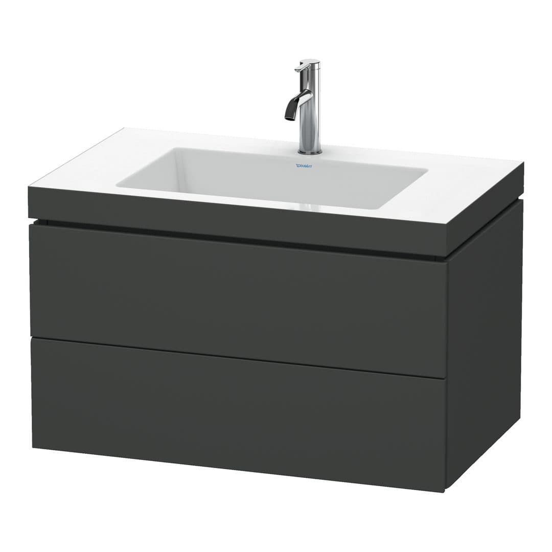 Duravit L-Cube – Έπιπλο Νιπτήρα – 800 mm, με νιπτήρα, 2 συρτάρια, νιπτήρας κέντρο, 800 x 480 x 500 mm, έκδοση O – Graphite Matt, Decor (LC6927O4949)