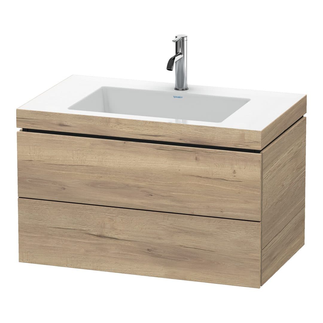 Duravit L-Cube – Έπιπλο Νιπτήρα – 800 mm, με νιπτήρα, 2 συρτάρια, νιπτήρας κέντρο, 800 x 480 x 500 mm, έκδοση O – Marbled Oak Matt, Decor (LC6927O5555)