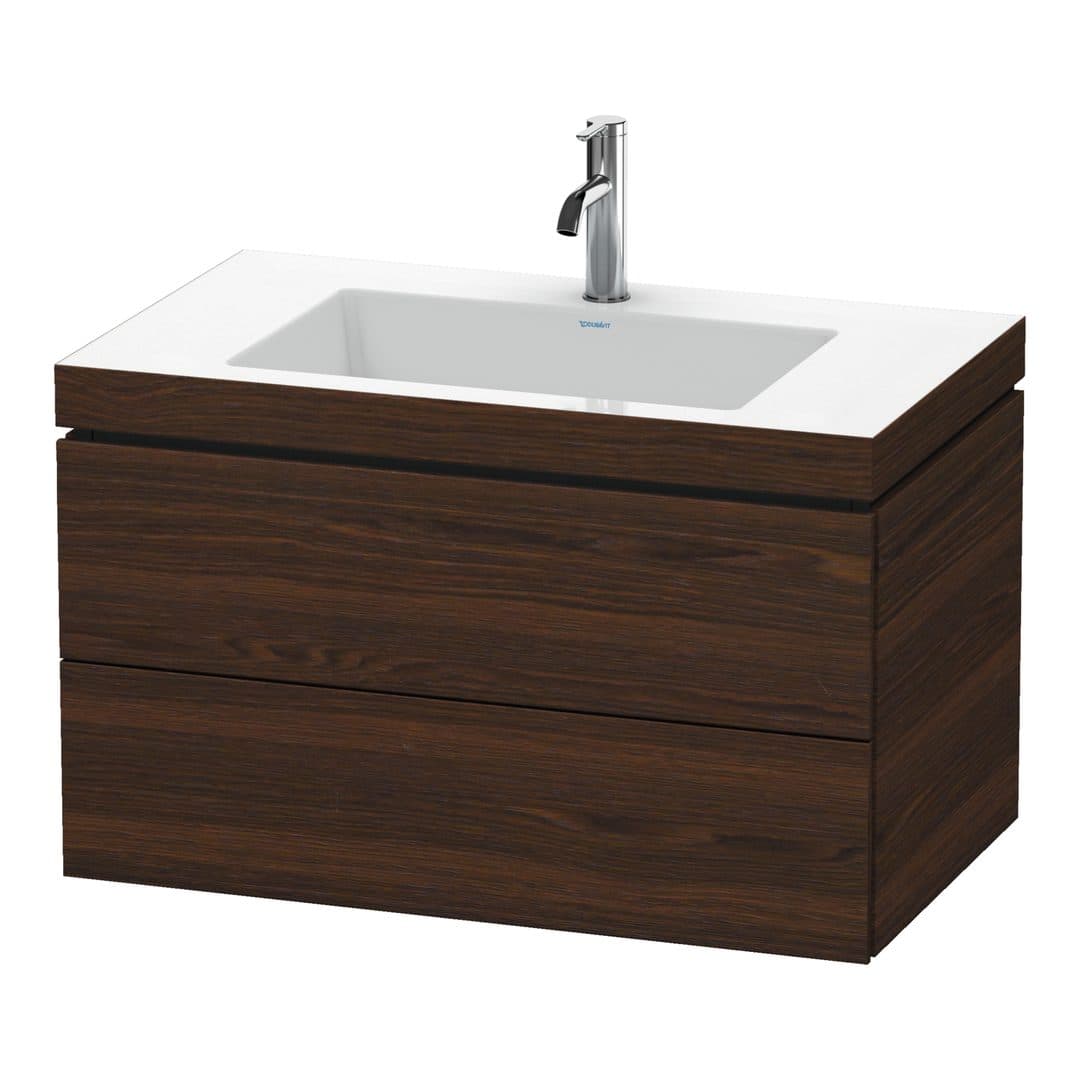 Duravit L-Cube – Έπιπλο Νιπτήρα – 800 mm, με νιπτήρα, 2 συρτάρια, νιπτήρας κέντρο, 800 x 480 x 500 mm, έκδοση O – Brushed walnut Matt, Real wood veneer (LC6927O6969)