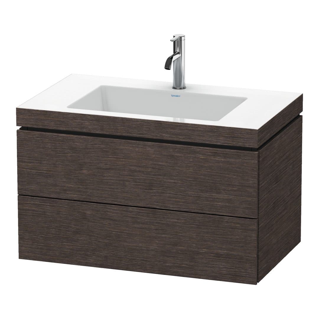 Duravit L-Cube – Έπιπλο Νιπτήρα – 800 mm, με νιπτήρα, 2 συρτάρια, νιπτήρας κέντρο, 800 x 480 x 500 mm, έκδοση O – Brushed dark oak Matt, Real wood veneer (LC6927O7272)