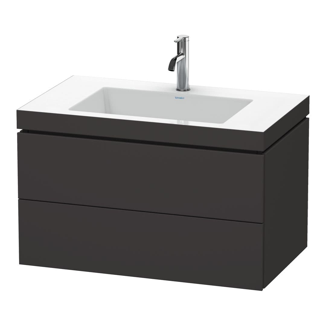 Duravit L-Cube – Έπιπλο Νιπτήρα – 800 mm, με νιπτήρα, 2 συρτάρια, νιπτήρας κέντρο, 800 x 480 x 500 mm, έκδοση O – Graphite Super Matt, Decor (LC6927O8080)