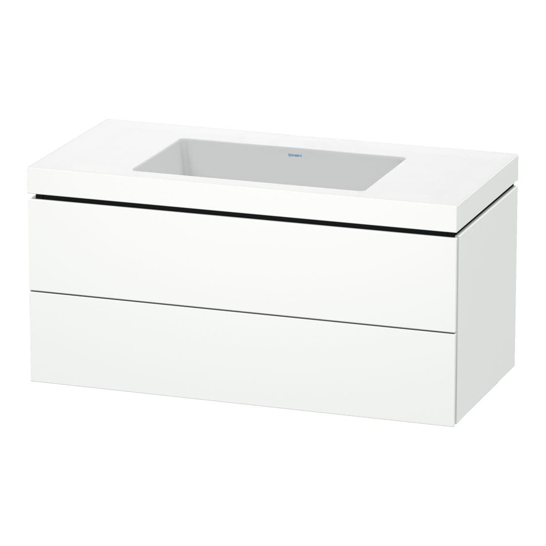 Duravit L-Cube – Έπιπλο Νιπτήρα – 1000 mm, με νιπτήρα, 2 συρτάρια, νιπτήρας κέντρο, 1000 x 480 x 500 mm, έκδοση N – White Matt, Decor (LC6928N1818)