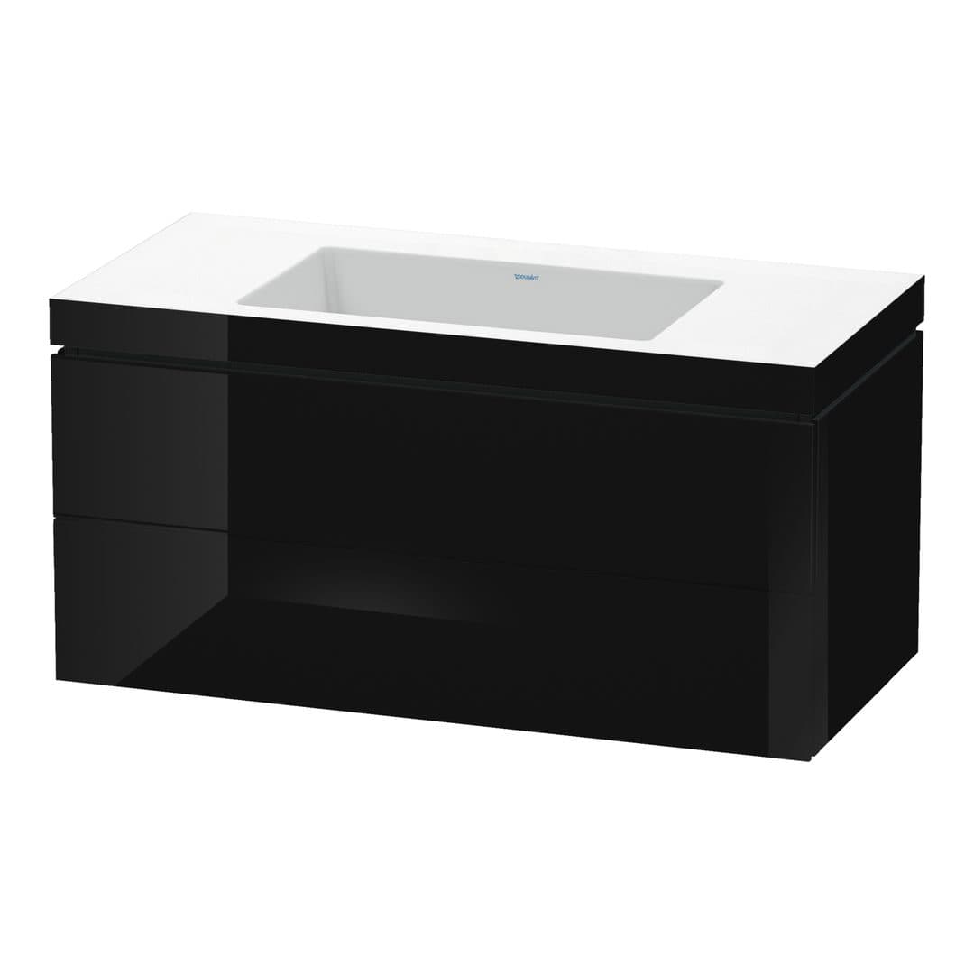 Duravit L-Cube – Έπιπλο Νιπτήρα – 1000 mm, με νιπτήρα, 2 συρτάρια, νιπτήρας κέντρο, 1000 x 480 x 500 mm, έκδοση N – Black High Gloss, Lacquer (LC6928N4040)