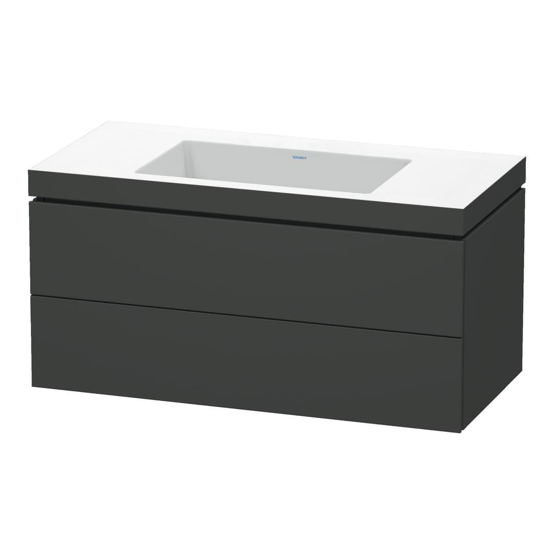 Duravit L-Cube – Έπιπλο Νιπτήρα – 1000 mm, με νιπτήρα, 2 συρτάρια, νιπτήρας κέντρο, 1000 x 480 x 500 mm, έκδοση N – Graphite Matt, Decor (LC6928N4949)