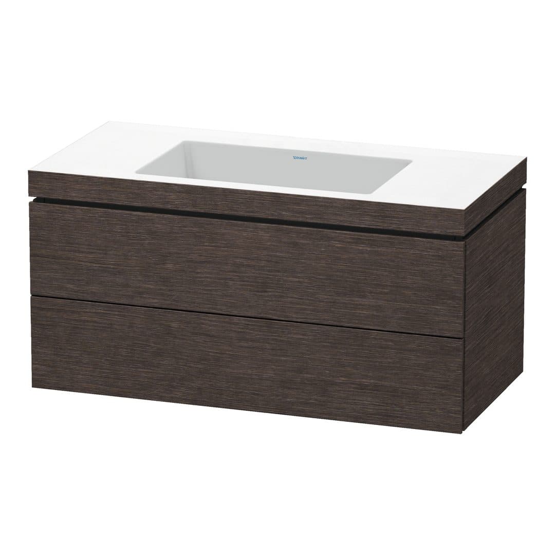 Duravit L-Cube – Έπιπλο Νιπτήρα – 1000 mm, με νιπτήρα, 2 συρτάρια, νιπτήρας κέντρο, 1000 x 480 x 500 mm, έκδοση N – Brushed dark oak Matt, Real wood veneer (LC6928N7272)
