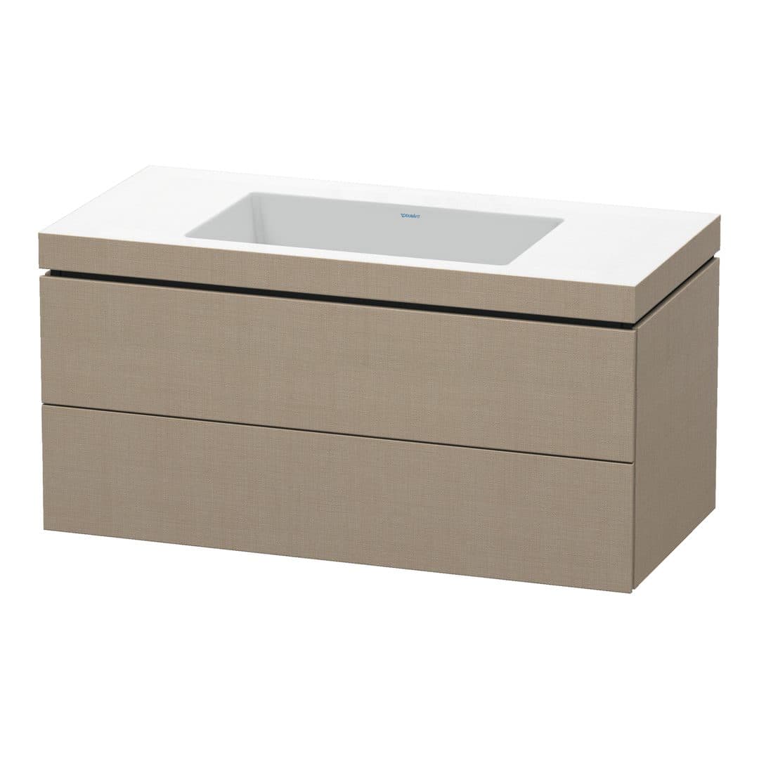 Duravit L-Cube – Έπιπλο Νιπτήρα – 1000 mm, με νιπτήρα, 2 συρτάρια, νιπτήρας κέντρο, 1000 x 480 x 500 mm, έκδοση N – Linen Matt, Decor (LC6928N7575)